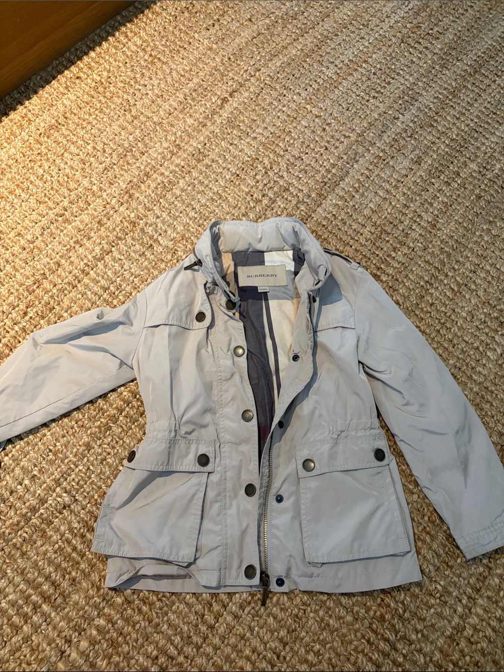 Burberry Light Gray Utility Jacket with Snap Pockets